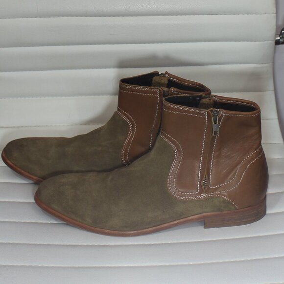 H  by Hudson men  brown boots suede leather zip 2 sides made in Portugal size 44 - Picture 1 of 10
